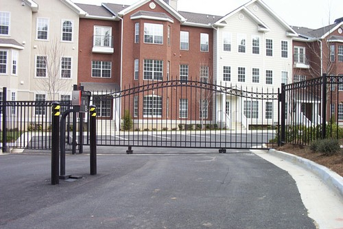 Gate at apartment building